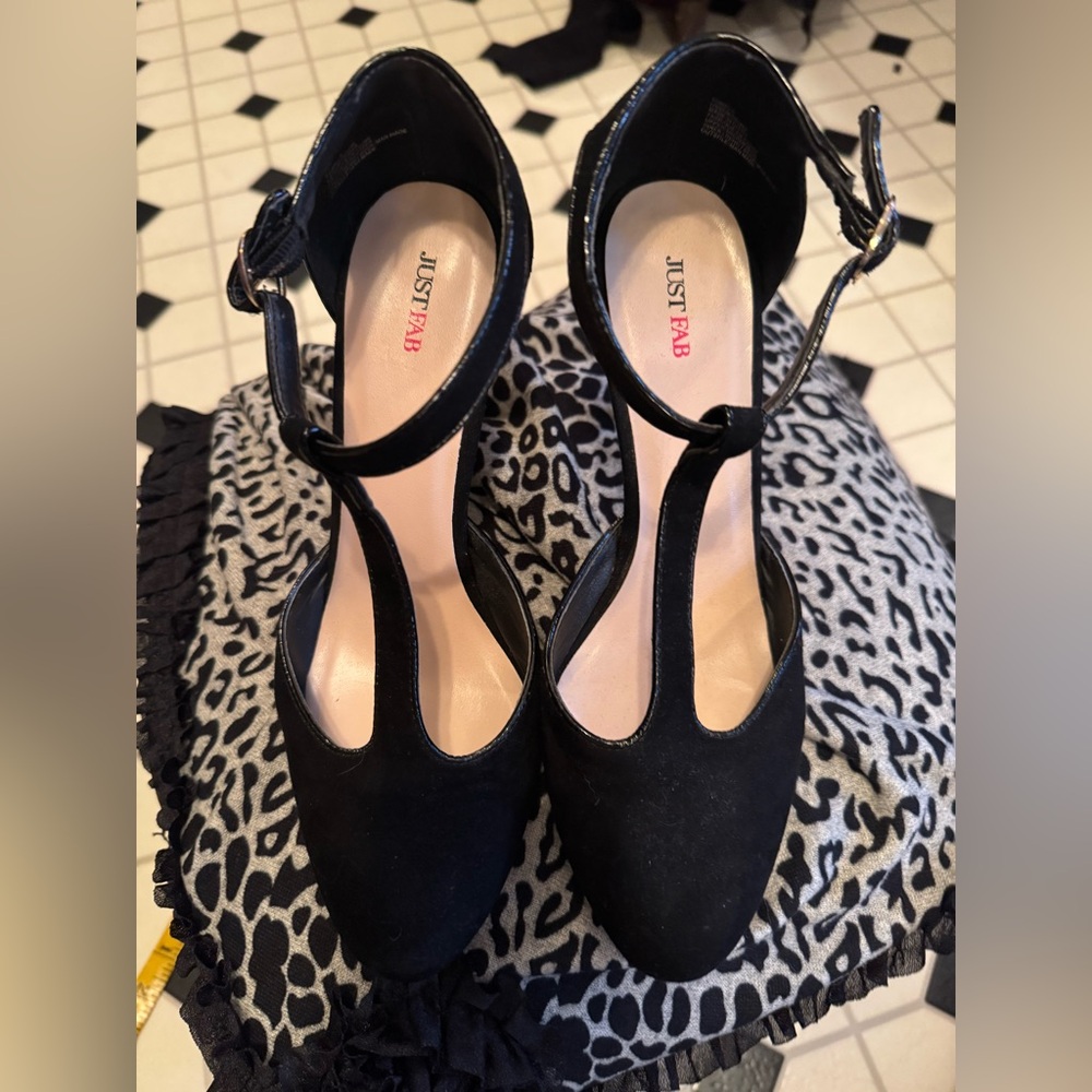 Black suede heels